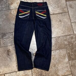 Vintage 8732 Jeans Mens 38x34" Blue Embroidered Wide-Leg Baggy Y2K Jesse Pinkman